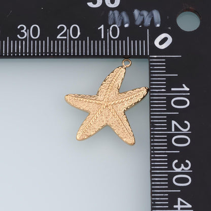 Scrolling Vine Pattern Starfish Pendant,14K Gold Minimalist Charm DIY Charm for Necklace Bracelet Making