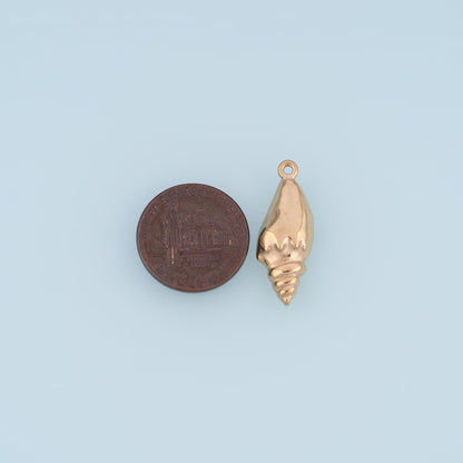 Conch Pendant,14K Gold Beach Charm DIY Charm for Necklace Bracelet Making