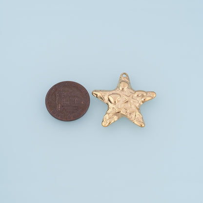 Texture Starfish Pendant,14K Gold Minimalist Charm DIY Charm for Necklace Bracelet Making