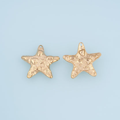 Texture Starfish Pendant,14K Gold Minimalist Charm DIY Charm for Necklace Bracelet Making