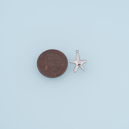 Rounded Smooth Surface Mini Starfish Pendant,14K Gold Minimalist Charm DIY Charm for Necklace Bracelet Making