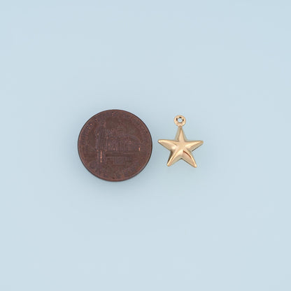 Smooth Surface Star Pendant,14K Gold Minimalist Charm DIY Charm for Necklace Bracelet Making