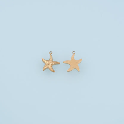 Serrated Pattern Starfish Pendant,14K Gold Minimalist Charm DIY Charm for Necklace Bracelet Making