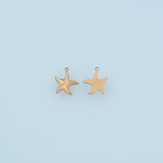 Serrated Pattern Starfish Pendant,14K Gold Minimalist Charm DIY Charm for Necklace Bracelet Making