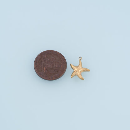 Serrated Pattern Starfish Pendant,14K Gold Minimalist Charm DIY Charm for Necklace Bracelet Making