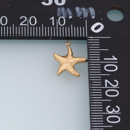 Serrated Pattern Starfish Pendant,14K Gold Minimalist Charm DIY Charm for Necklace Bracelet Making