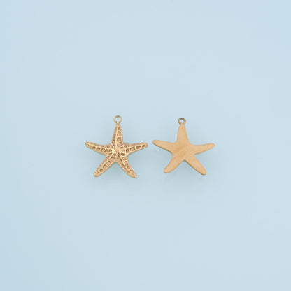 Honeycomb Starfish Pendant,14K Gold Minimalist Charm DIY Charm for Necklace Bracelet Making