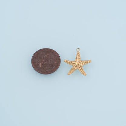 Honeycomb Starfish Pendant,14K Gold Minimalist Charm DIY Charm for Necklace Bracelet Making