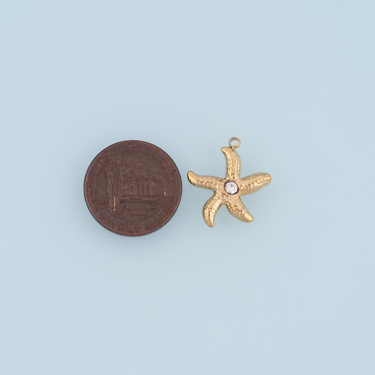 CZ Hammered Texture Starfish Pendant,14K Gold Minimalist Charm DIY Charm for Necklace Bracelet Making