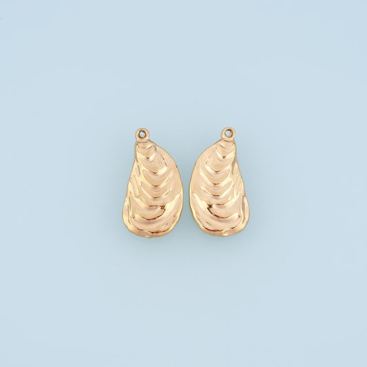 Oyster Shells Pendant,14K Gold Soft French Style Charm DIY Charm for Necklace Bracelet Making