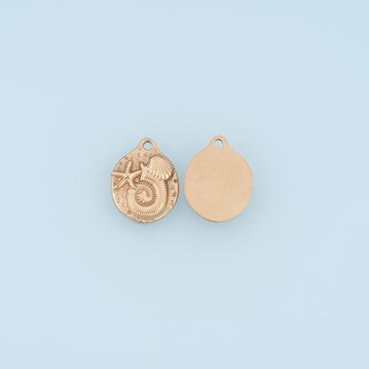 Ocean Fossil Pendant,14K Gold Fossil Shell Ocean Charm DIY Charm for Necklace Bracelet Making