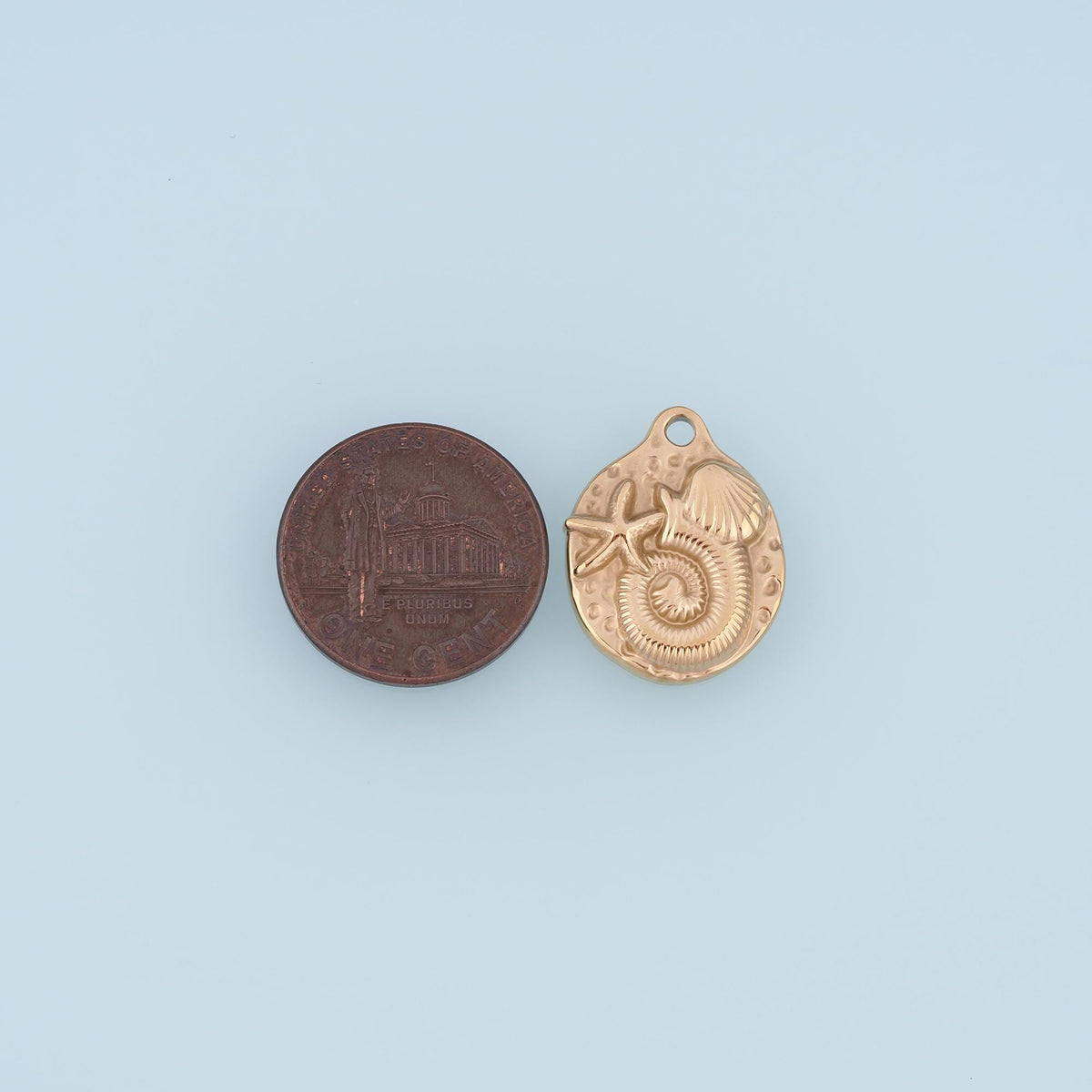 Ocean Fossil Pendant,14K Gold Fossil Shell Ocean Charm DIY Charm for Necklace Bracelet Making