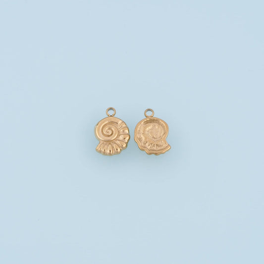 Spiral Conch Pendant,14K Gold Minimalist Relief Charm DIY Charm for Necklace Bracelet Making