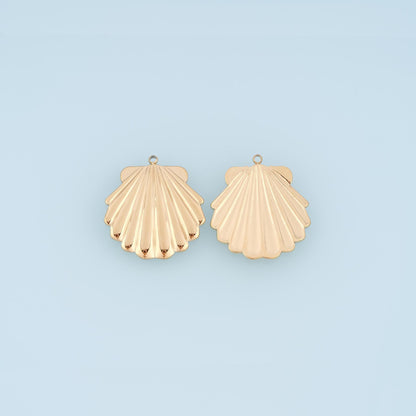Radial Texture Scallop Pendant,14K Gold Beach Vacation Charm DIY Charm for Necklace Bracelet Making