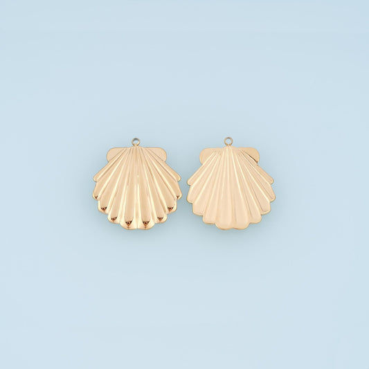 Radial Texture Scallop Pendant,14K Gold Beach Vacation Charm DIY Charm for Necklace Bracelet Making