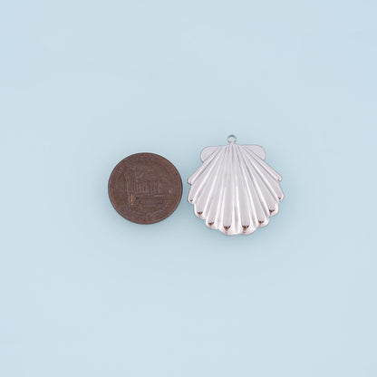 Radial Texture Scallop Pendant,14K Gold Beach Vacation Charm DIY Charm for Necklace Bracelet Making