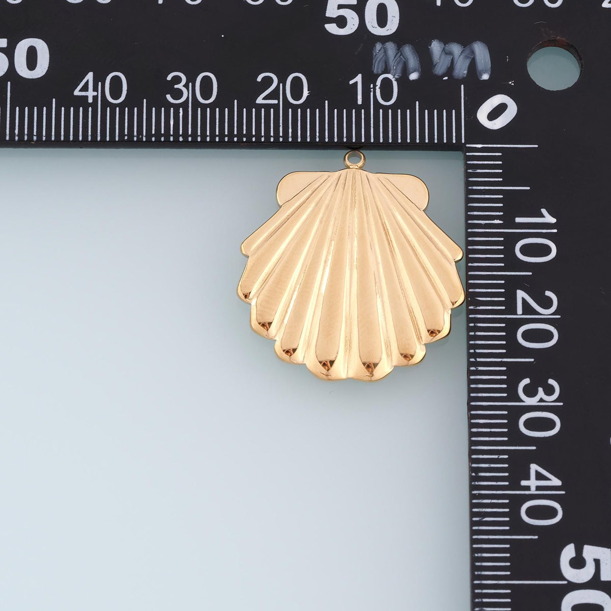 Radial Texture Scallop Pendant,14K Gold Beach Vacation Charm DIY Charm for Necklace Bracelet Making