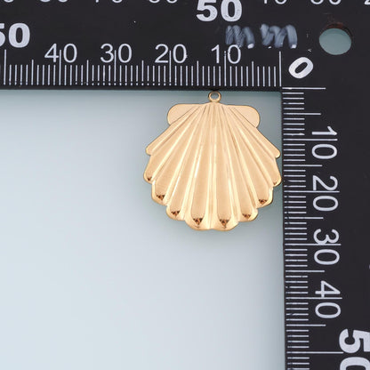 Radial Texture Scallop Pendant,14K Gold Beach Vacation Charm DIY Charm for Necklace Bracelet Making