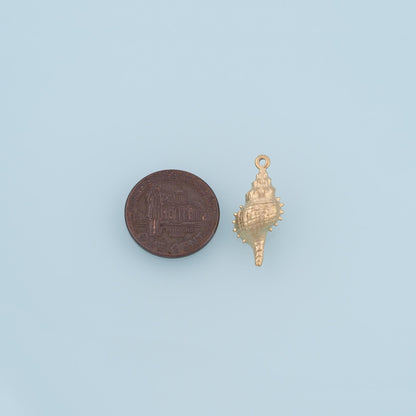 Spike Conch Pendant,14K Gold Minimalist Relief Charm DIY Charm for Necklace Bracelet Making