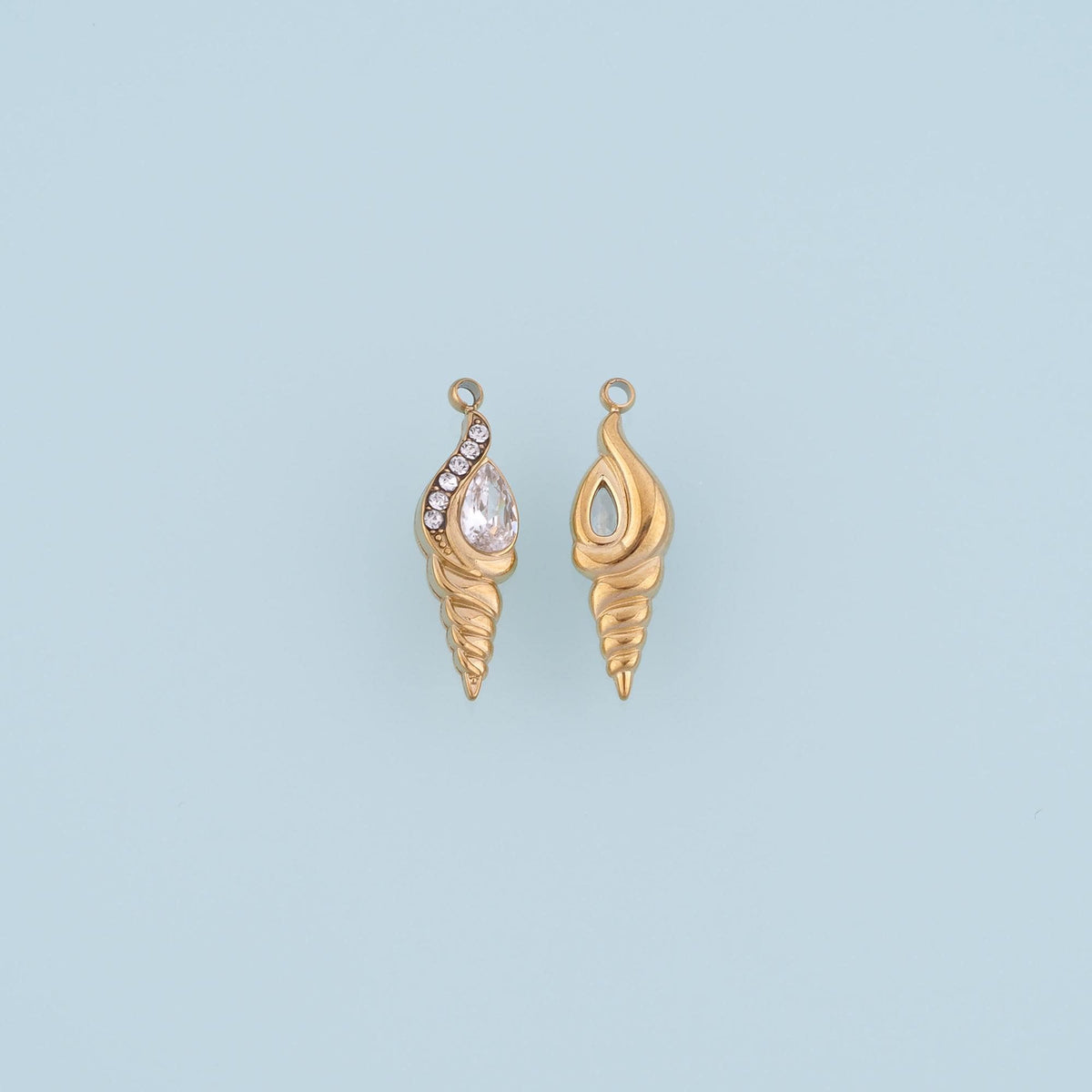 CZ Conch Pendant,14K Gold Minimalist Relief Charm DIY Charm for Necklace Bracelet Making