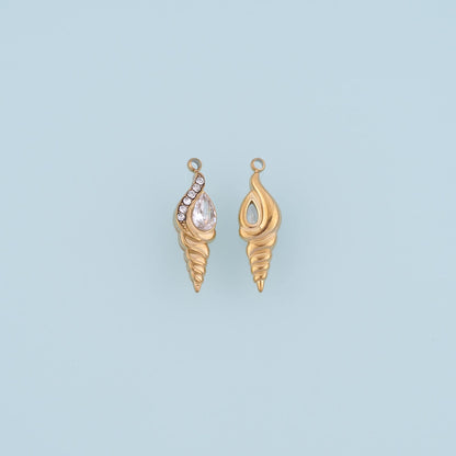 CZ Conch Pendant,14K Gold Minimalist Relief Charm DIY Charm for Necklace Bracelet Making