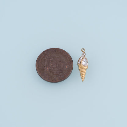 CZ Conch Pendant,14K Gold Minimalist Relief Charm DIY Charm for Necklace Bracelet Making