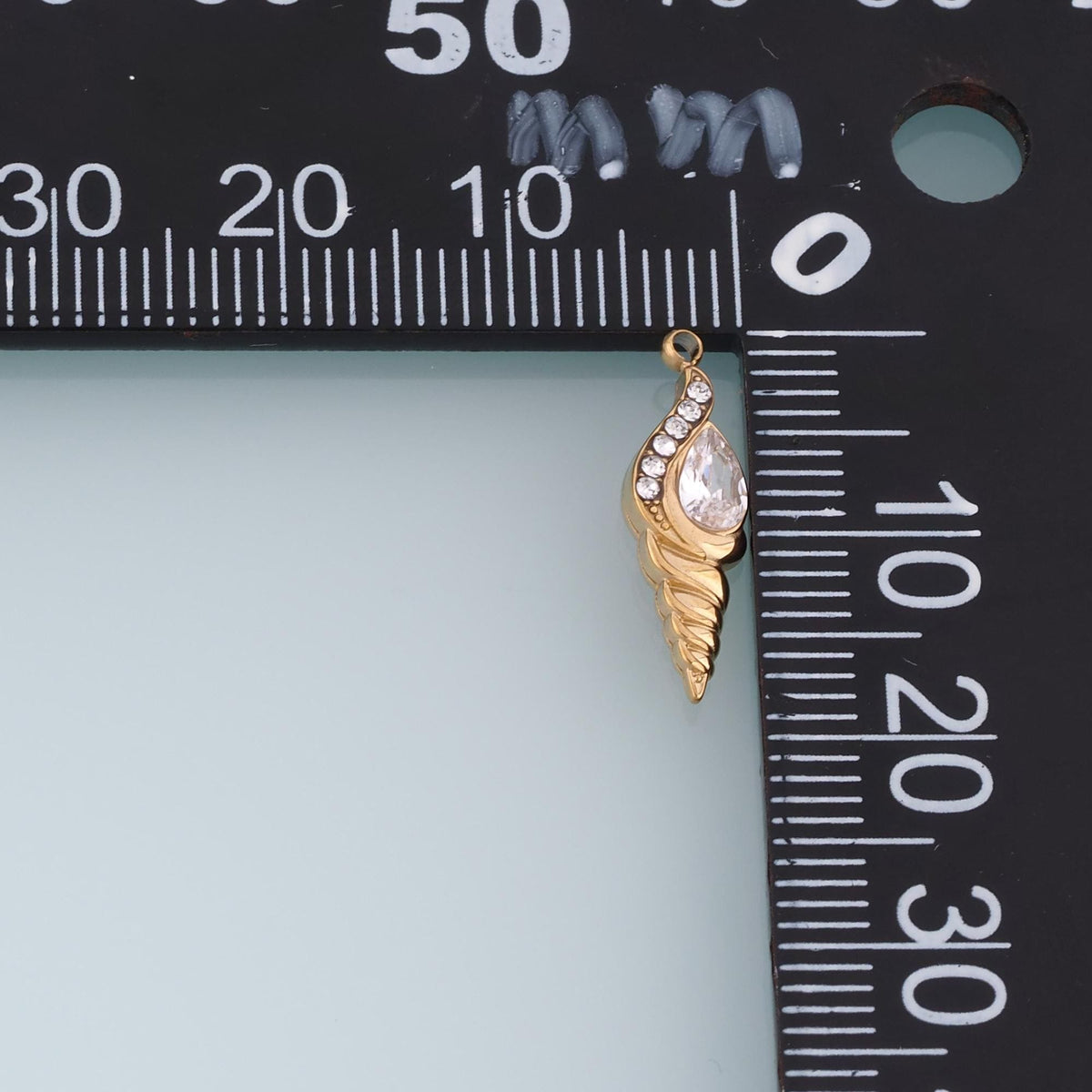 CZ Conch Pendant,14K Gold Minimalist Relief Charm DIY Charm for Necklace Bracelet Making