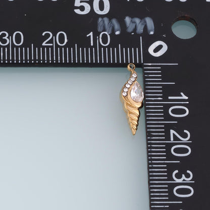 CZ Conch Pendant,14K Gold Minimalist Relief Charm DIY Charm for Necklace Bracelet Making