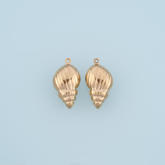 Texture River Snail Pendant,14K Gold Minimalist Relief Charm DIY Charm for Necklace Bracelet Making