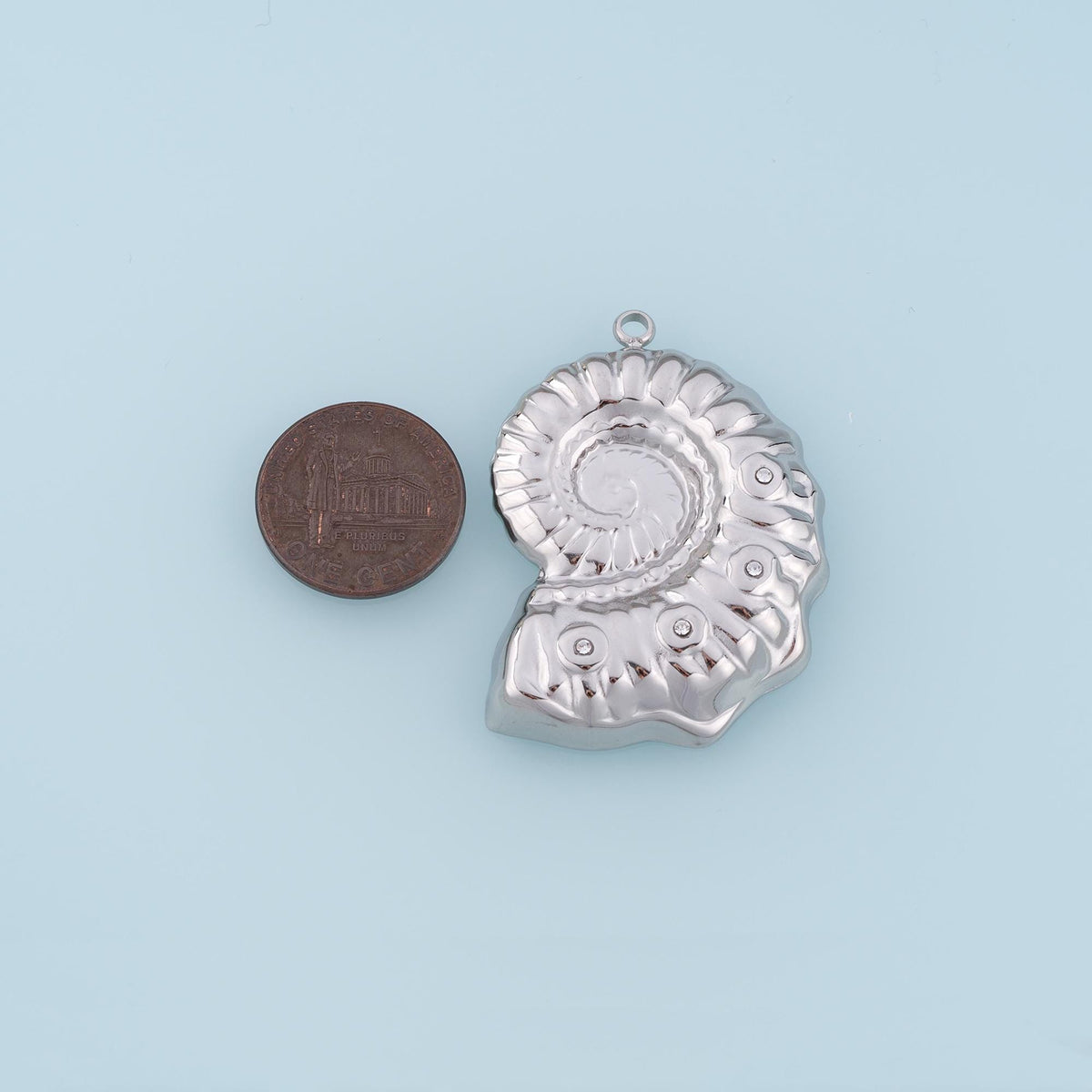 CZ Ammonite Shell Pendant,14K Gold Retro Fossil Style Charm DIY Charm for Necklace Bracelet Making