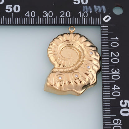 CZ Ammonite Shell Pendant,14K Gold Retro Fossil Style Charm DIY Charm for Necklace Bracelet Making