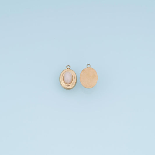 Oval Pendant ,14K Gold Natural Stone Charm DIY Charm for Necklace Bracelet Making