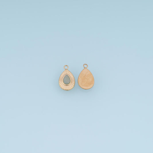 Teardrop Pattern Pendant ,14K Gold Natural Stone Charm DIY Charm for Necklace Bracelet Making