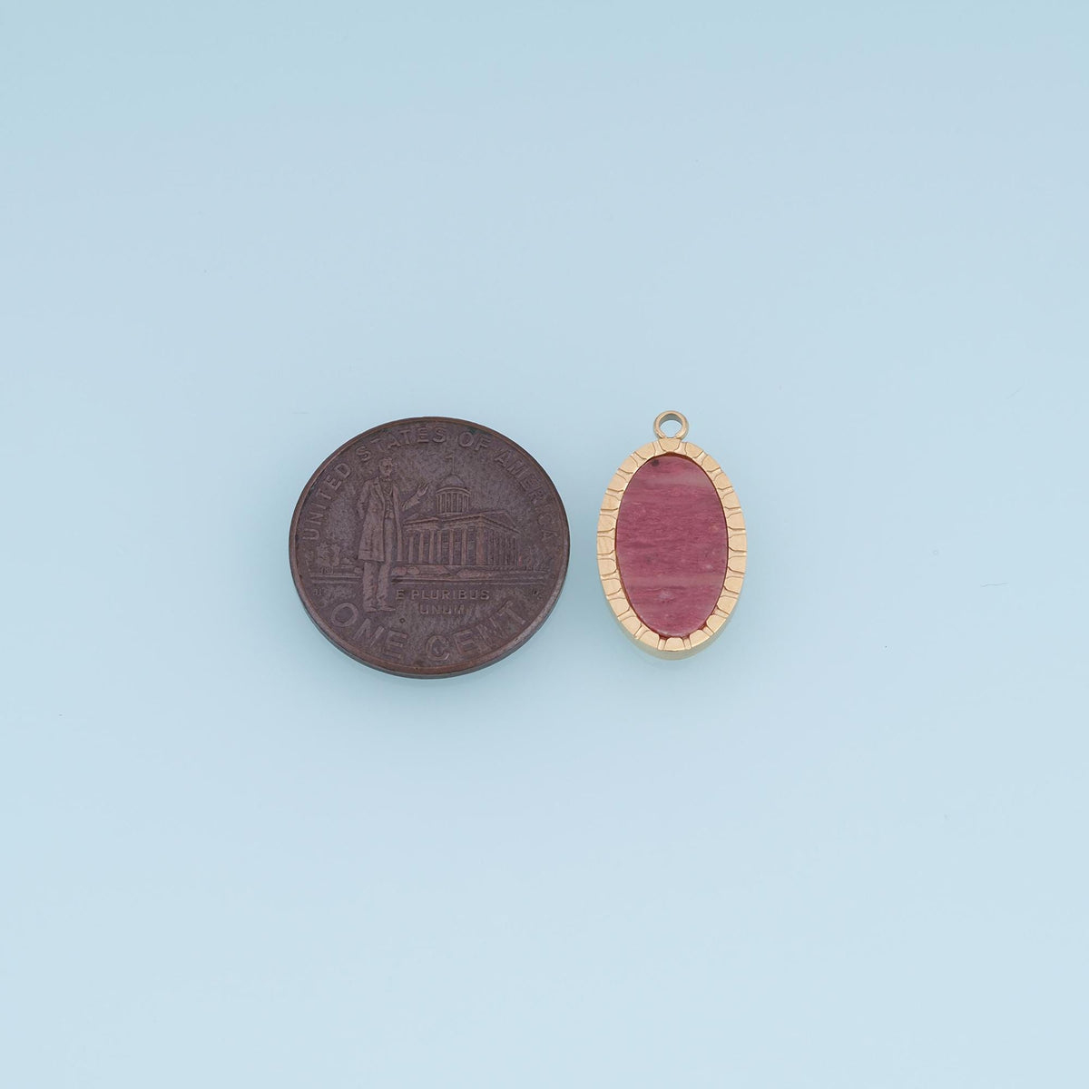 Oval Pendant ,14K Gold Natural Stone Charm DIY Charm for Necklace Bracelet Making