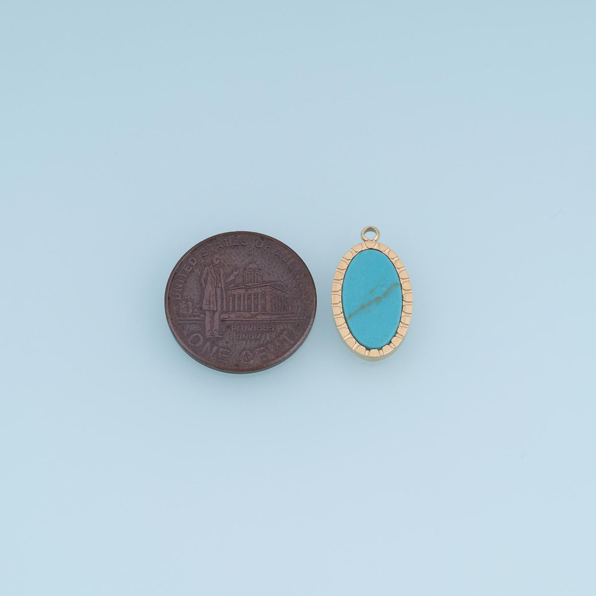 Oval Pendant ,14K Gold Natural Stone Charm DIY Charm for Necklace Bracelet Making