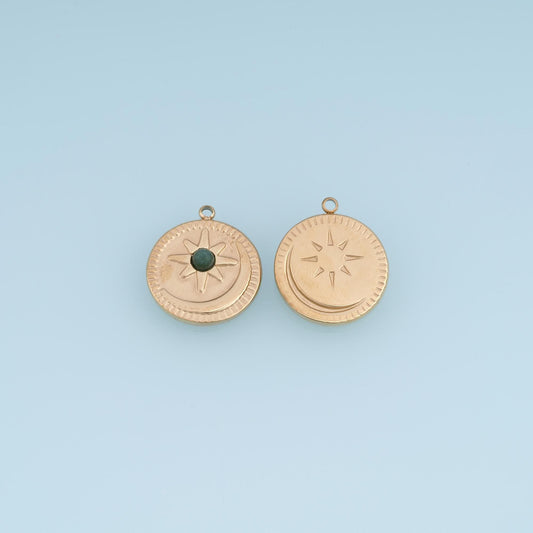 Sunburst Pendant ,14K Gold Natural Stone Charm DIY Charm for Necklace Bracelet Making