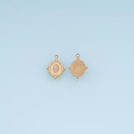 Oval Pendant ,14K Gold Natural Stone Charm DIY Charm for Necklace Bracelet Making
