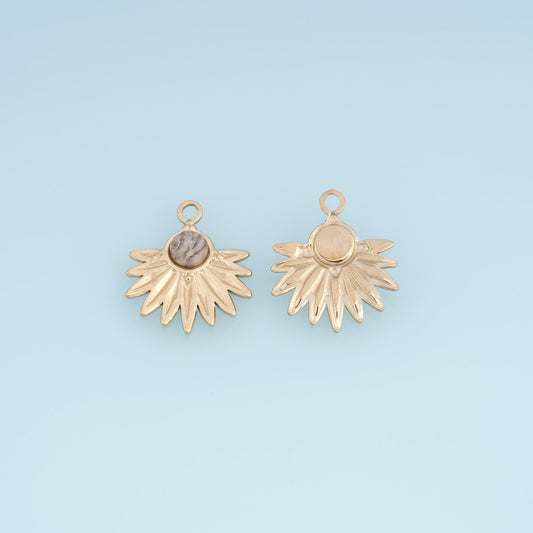 Flower Pendant ,14K Gold Natural Stone Charm DIY Charm for Necklace Bracelet Making