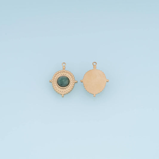 Retro Oval Pendant ,14K Gold Natural Stone Charm DIY Charm for Necklace Bracelet Making
