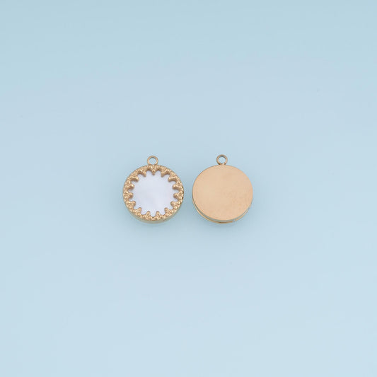 Round Pendant ,14K Gold Natural Stone Charm DIY Charm for Necklace Bracelet Making