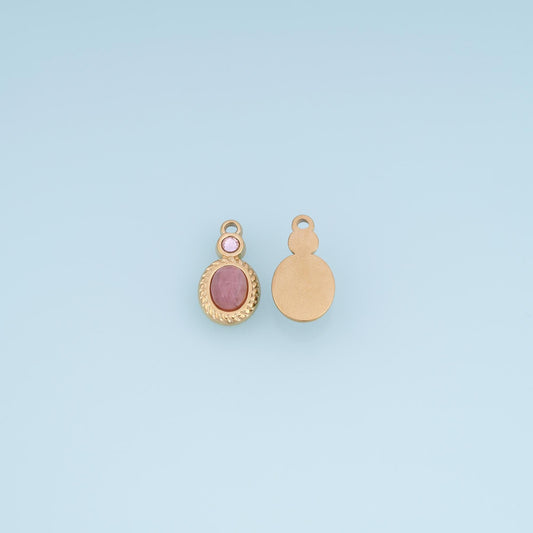 Oval Pendant ,14K Gold Natural Stone Charm DIY Charm for Necklace Bracelet Making