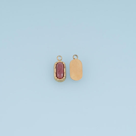 Oval Pendant ,14K Gold Natural Stone Charm DIY Charm for Necklace Bracelet Making