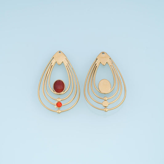 Cutout Teardrop Pendant ,14K Gold Natural Stone Charm DIY Charm for Necklace Bracelet Making