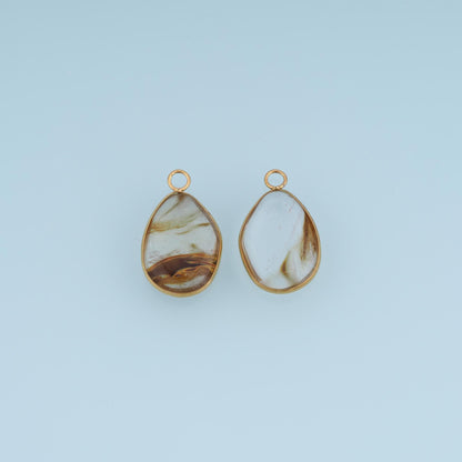 Teardrop Pendant ,14K Gold Natural Stone Charm DIY Charm for Necklace Bracelet Making