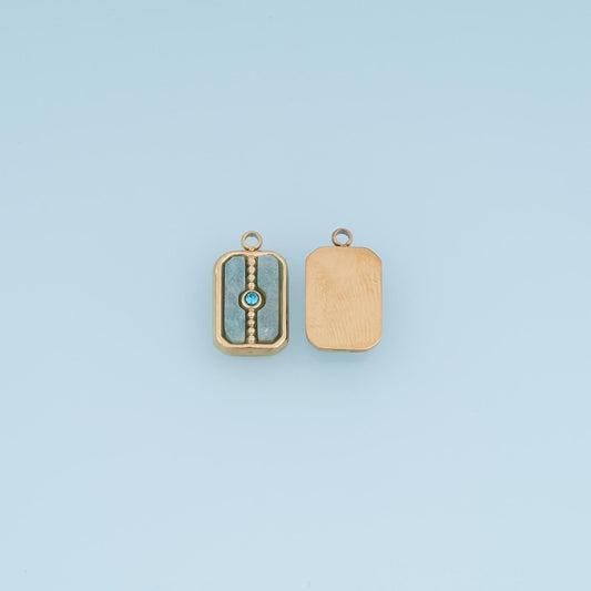 Rectangle Pendant ,14K Gold Natural Stone Charm DIY Charm for Necklace Bracelet Making