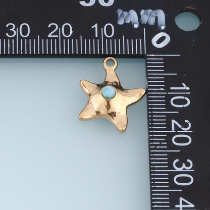 Starfish Pendant ,14K Gold Natural Stone Charm DIY Charm for Necklace Bracelet Making