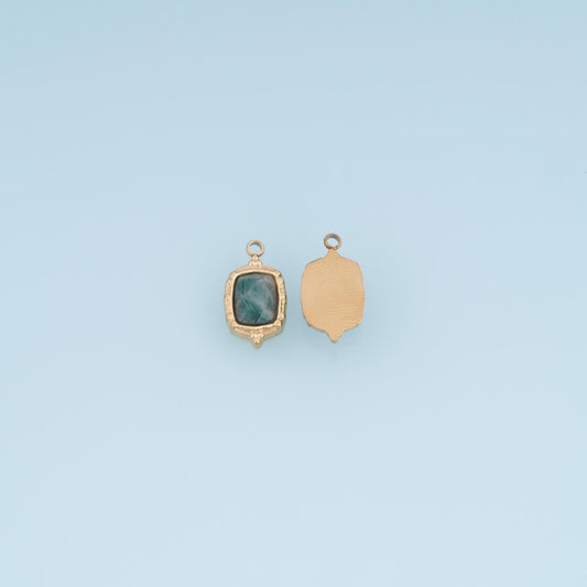 Rectangle Pendant ,14K Gold Natural Stone Charm DIY Charm for Necklace Bracelet Making