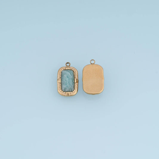 Rectangle Pendant ,14K Gold Natural Stone Charm DIY Charm for Necklace Bracelet Making