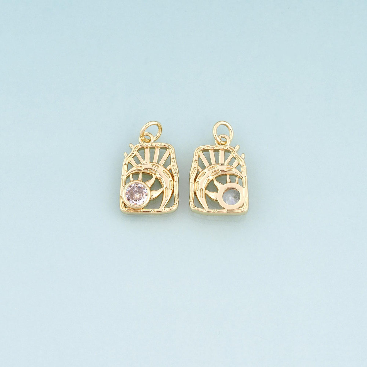 18K Gold Filled Cubic Zirconia Charm Pendant for Jewelry Making