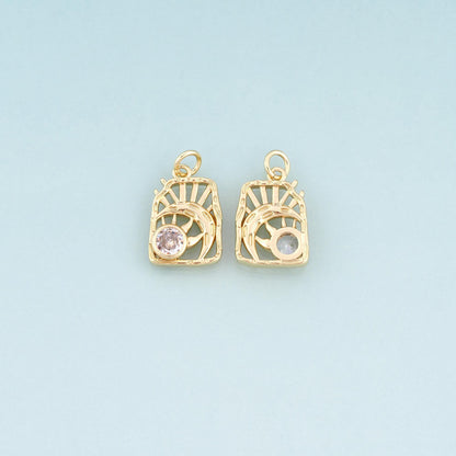 18K Gold Filled Cubic Zirconia Charm Pendant for Jewelry Making